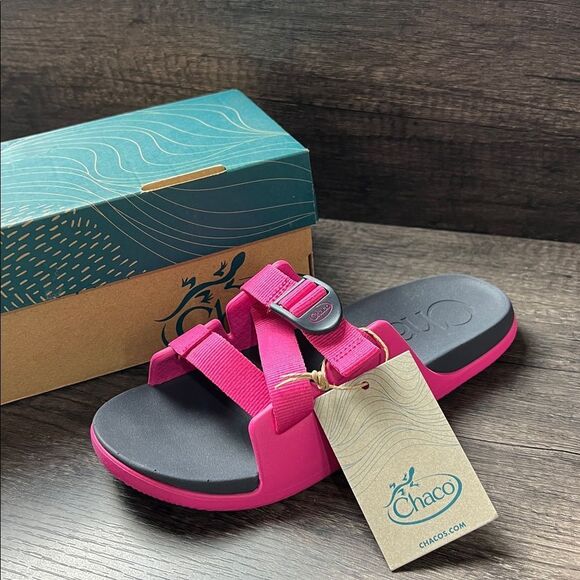 Chaco Performance Footwear Kids Size 5 Magenta Pink 2 Band Slip On Sandals NEW - Picture 1 of 5